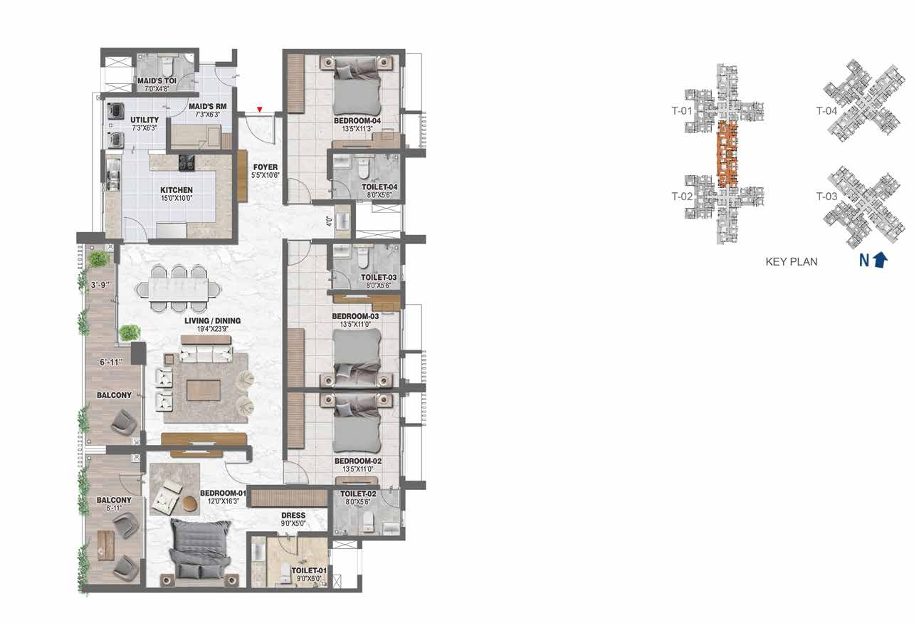 Prestige Ocean Pearl floor plan 3